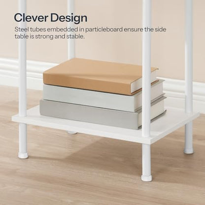 HOOBRO Side Table with Charging Station, Set of 2 End Tables with USB Port and Outlets, Nightstand with 2-Layer Storage Shelves for Small Spaces, Living Room, Bedroom, White WW09UBZP201 - color: White