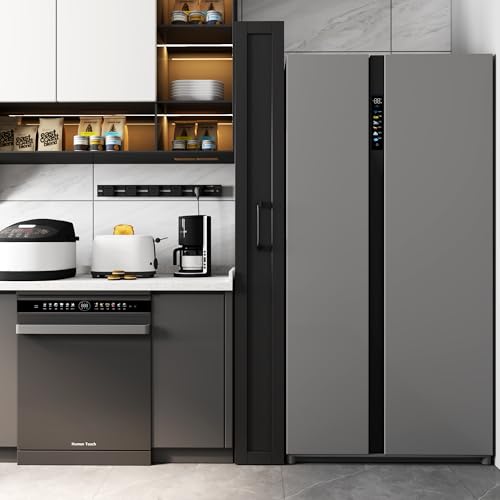 Slim Storage Cart Black Pull-Out Spice Rack Next to Fridge,Narrow Storage Cabinet with Open Self, Wood Unit Storage Rack with Handle Wheels for Narrow Spaces,7 Tier - size: 1