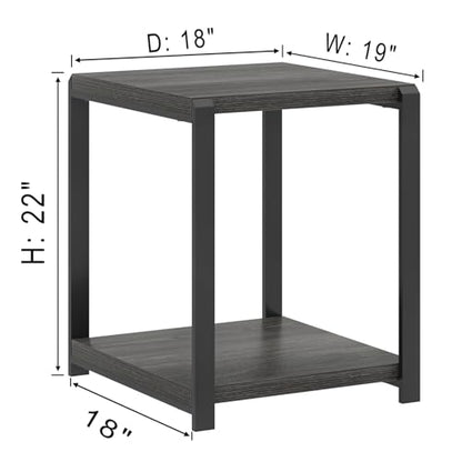 FOLUBAN Modern Side Table, Square End Table with Storage Shelf for Living Room, Rustic Industrial Wood Nightstand for Bedroom, Dark Gray - color: Dark Gray