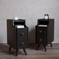 AQIMUELE Narrow Nightstand Set of 2, Small Black Wood Bedside Table with Drawers, End Table for Small Spaces Bedroom - color: 2 Pc(black), size: 15.74''D*7.87''W*19.68''H