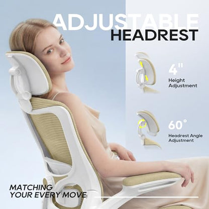 Ergonomic Office Chair for Long Hours, Padded Lumbar Support for Lower Back Relief, 330 lb Capacity, Comfortable Computer Desk Chair for Home Office, Computer & Study
