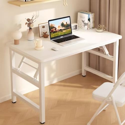 Folding Desk,31.5 Inch No Assembly Folding Computer Desk, Space-Saving Small Desk for Home Office Bedroom Dorm Study, Compact Portable Foldable Laptop Desk - color: Frame：white/Board：white, size: 31.5"x19.7"