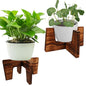 Plant Stand Indoor, Short Plants Holder for 5-15 Inch Pot, Brown Wooden Flower Pot Stand for Indoor Plants, Small Single Floor Plant Stand, Wood, 2 PCS
