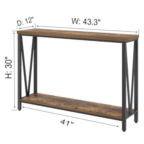 EXCEFUR Entryway Table, Narrow Sofa Console Tables Behind Couch, Modern Entry Table for Hallway Entrance Living Room, Rustic Brown - color: Rustic Brown
