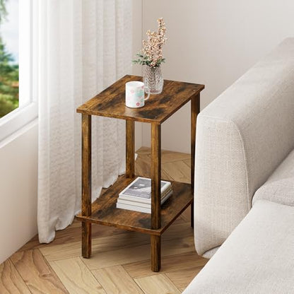 TUTOTAK End Table, Set of 2, Side Table, Nightstand, 2-Tier Storage Shelf, Sofa Table for Small Space, Living Room, Bedroom, Brown TB01BB035C - color: Brown