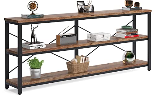 Tribesigns 71" Sofa Tables Extra Long Couch Table, Narrow Long Console Table, Entryway Table,Sofa Table with 3 Tiers Storage Shelves (Rustic Brown) - color: Rustic Brown