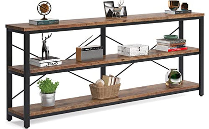 Tribesigns 71" Sofa Tables Extra Long Couch Table, Narrow Long Console Table, Entryway Table,Sofa Table with 3 Tiers Storage Shelves (Rustic Brown) - color: Rustic Brown