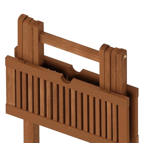 Furinno TIOMAN Folding Outdoor Side Table, Patio End Table, Portable Wood Coffee Table for Balcony, Garden, Porch, Teak Oil Finish, Light Wood - size: 20.1"D x 20.1"W
