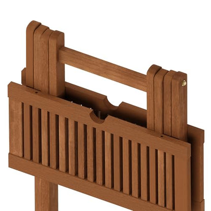 Furinno TIOMAN Folding Outdoor Side Table, Patio End Table, Portable Wood Coffee Table for Balcony, Garden, Porch, Teak Oil Finish, Light Wood - size: 20.1"D x 20.1"W