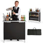 VEVOR Folding Portable Bar Table, 38.6 x 15.2 x 34.3 in, with Carry Bag, Storage Shelf, and Detachable Skirt, Quick and Easy Setup, Foldable Mobile Bartending Station for Events, Party, Tradeshow - size: 38.6 x 15.2 x 34.3 in