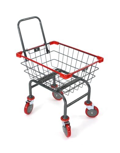 U HANDDLE Grocery & Laundry CART 1.5 Bushel (Gunpowder Metal) Red, Blue Trim (Red) - color: Red