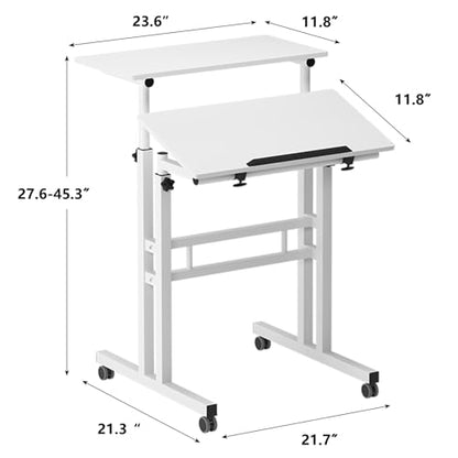 SogesHome Adjustable Laptop Desk Table 23.6inches Portable Laptop Table Computer Stand Desk Cart Tray Table, White - color: White-small Size, size: 23.6''
