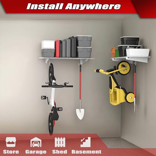 WALMANN 2 Pack Garage Wall Shelves, 45x15 inch Wall Mounted Storage Shelves for Garage Heavy Duty Floating Shelf, Holds Up to 220 lbs(White) - color: White-15x45