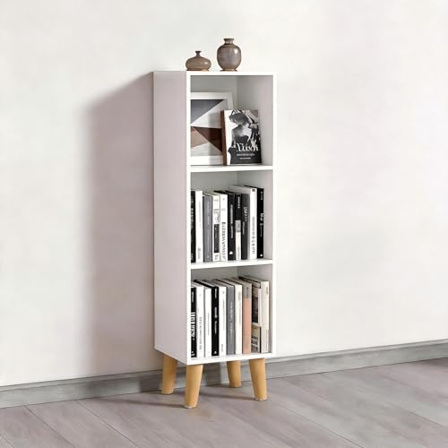 3 Wooden Cube Storage Organizer with Legs,Three Tier Cube Bookcase Freestanding Storage Organizer Open Shelf Short Bookshelf for Bedroom, Living Room, Home Office (3 Cube,White) - color: White, size: 3 Cube