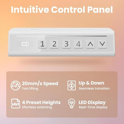 HUANUO 32x19 Inch Small Electric Standing Desk, Adjustable, White | Compact Home Office Desk, 176lbs Heavy Duty Lifting with 4 Height Presets. M8 Screw Holes Ready for DIY Mobile Wheels - color: White, size: 32" X 19"