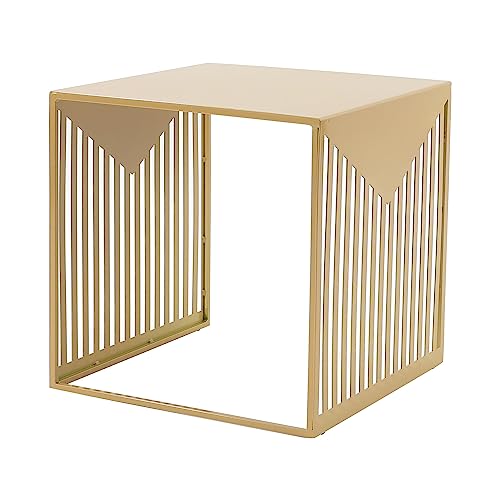 LeisureMod Mid-Century Modern Design Square Steel Side Table with Powder Coated Finish Side/End Tables Perfect for Modern and Contemporary Living Space, Gold - color: Gold