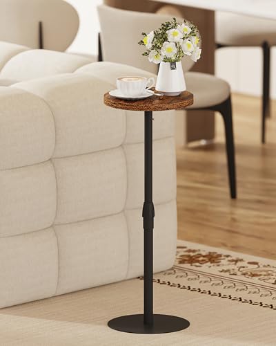 TUTOTAK Tall Round Side Table, Small End Table, Drink Table, Pedestal Table | for Small Spaces, Accent Nightstand, livingroom, Bedroom, Brown TB01BB096 - color: Brown, size: 1 Pack, style: Adjustable