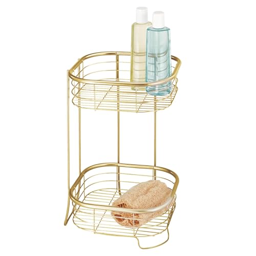 iDesign 2-Tier Square Shower Caddy Organizer, Gold | Bathroom, Freestanding
