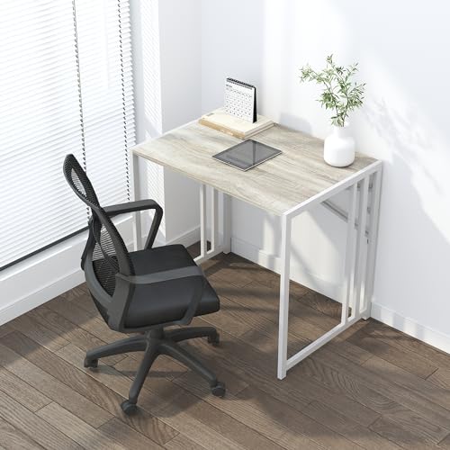Lutown-Teen Small Folding Desk 32 inch, No Assembly Required Small Office Desk, Writing Gaming Computer Camping Desk, Beige - color: Beige, size: 32 Inch