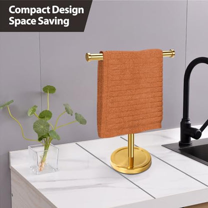 Hand Towel Holder Stand with Heavy Base, Hand Towel Rack for Bathroom (Stainless Steel, Gold Brushed) - color: Gold Brushed