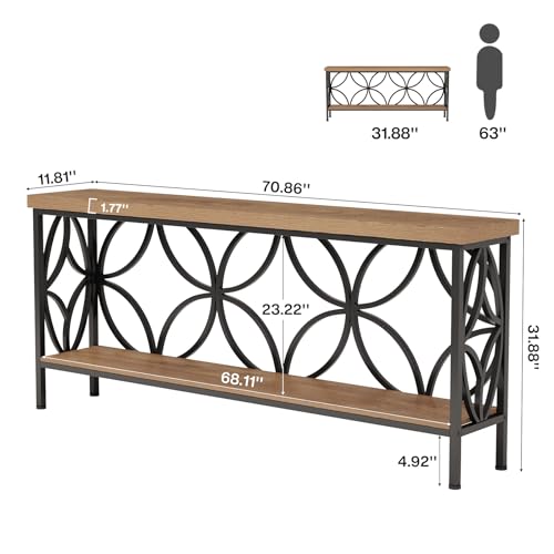 Tribesigns 70.9-Inch Narrow Sofa Table, FarmhouseLong Sofa Table Behind Couch, Entry Console Table with Storage for Entryway, Living Room, Foyer, Unique Design, Oak - color: Oak