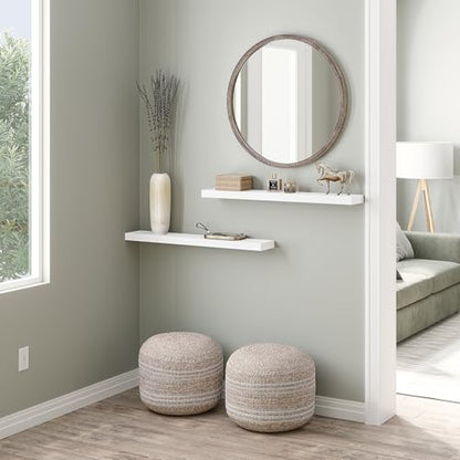 Ballucci Floating Shelves, 36" Wood Wall Shelf Set of 2, with Invisible Brackets for Bathroom, Living Room, Bedroom, Kitchen, Nursery, 6" Deep, White - color: White, size: 35.4 inches