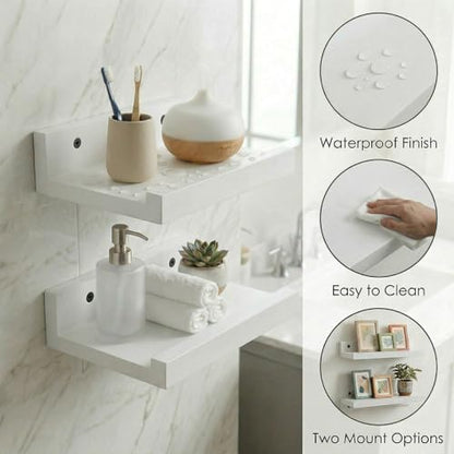 Z metnal Small Floating Shelves, Natural Wooden Display Wall Shelf for Picture Ledge, Nursery Floating Shelves, White, Wall Mounted, 8 x 5.5 inch, 2 Pcs - color: White, size: 8 Inch