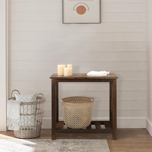 End Side Table with Storage Shelf Rectangle Narrow Nightstand Console Tables Brown Smooth End Table for Small Spaces Industrial Accent Side Table for Living Room Bathroom Bedroom - color: Brown