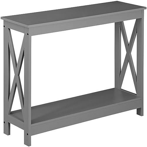 Nouva 2-Tier Narrow Console Sofa Side Table for Hallway Foyer Table Sofa Long Accent Table for Living Room,Grey - color: Grey