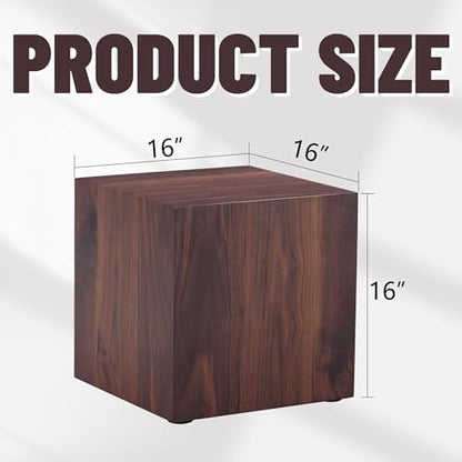 15.7" H Square Compact Coffee Table,Small Cube End Table,Modern Side Table with Stylish Wood Pattern,Minimalist Accent Table for Living Room,Office,Apartment,Nightstand(Walnut,15.7") - color: Walnut,15.7"h