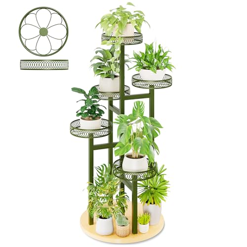Stand Plants, 5-Tier Metal Plant Stands for Outdoor Indoor Plants,Heavy Duty Flower Pot Stands for Multiple Plants,Decoration Display Racks for Patio Garden -GreenFlower - color: GreenFlower, size: 5-tiers