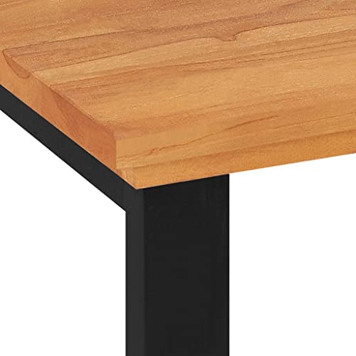 Solid Teak Wood Console Desk Natural Finish Black Medium Size for Home Office and Living Room, Rustic Style Writing Table with Smooth Surface and Sturdy Square Legs, - size: 47.2" x 17.7" x 29.5" & Black