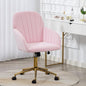 Velvet Make Up Vanity Chair with Wheels and Gold Base 330 Lbs - Pink | Home office Chair, Study Chair, Teacher Chair, Cute Chair, Height Adjustable Swivel Desk Chair, for Living Room Study Room - color: Pink