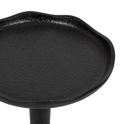 Kate and Laurel Alessia Modern Decorative Metal Drink Table; 8 x 8 x 22; Black; Round Cast Aluminum Pedestal Plant Stand with Rough Texture and Deckled Edge - color: Black