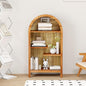 43.3" Tall Freestanding Arched Wooden Bookshelf with 4-Tier Shelf, Modern Asymmetrical Open Shelf Display Curved Book Case, Entryway Accent Short Arched Bookcase for Office, Kitchen, Living Room - color: Asymmetrical Walnut 43.3"