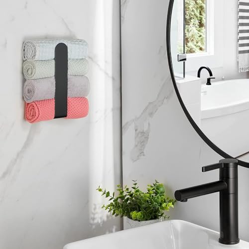 Taozun Black Towel Bar 2 Pack Hand Towel Holder Stainless Steel Towel Rail | Hand Towel Rack, Self Adhesive, Easy Peel & Stick, For Bathroom Kitchen, Sturdy & Durable - color: Black, size: 8-inch(2 Pack)