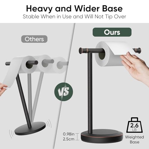Hoimpro 13" Oil Rubbed Bronze Stand Hand Towel Holder Bathroom Kitchen Countertop Towel Rack Towel Bar Ring Free Standing Counter T Bath Accessories Freestanding Vanity Sink Hardware Stainless Steel - color: Oil Rubbed Bronze