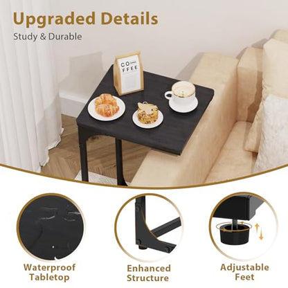 C Shaped End Tables Couch Table TV Trays Set of 2, 11.8" Wide, Black - color: Black, size: 11.8" Width