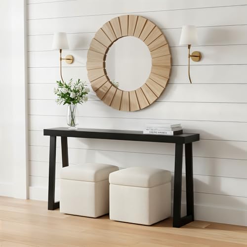 Plank+Beam Classic Console Table, 66 Inch, Black | Non-Toxic Finishes, Versatile Design, Elegant Details, Easy Assembly, Quick Setup, Solid Wood - color: Black, size: 66" Console Table