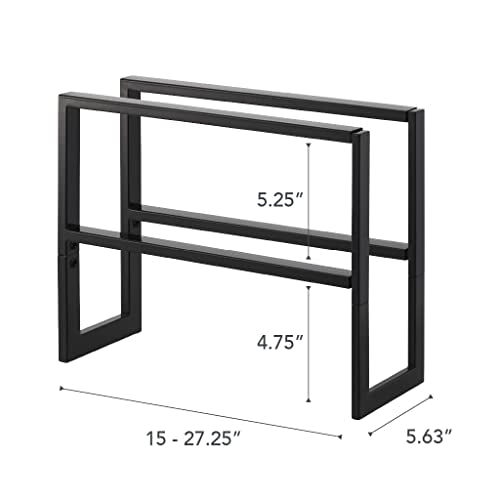YAMAZAKI Home Expanding Shoe Rack, Metal, Adjustable Steel One Size Black - color: Black, size: Double