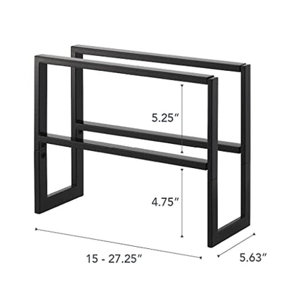 YAMAZAKI Home Expanding Shoe Rack, Metal, Adjustable Steel One Size Black - color: Black, size: Double