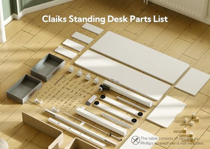 Claiks Standing Desk with Drawers, Adjustable Stand Up Electric Standing Desk Adjustable Height with Storage Shelf and Splice Board, 63 Inch, White - color: White, size: 63×23.6