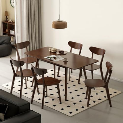 47’’-63’’ 100% Oak Extendable Dining Table, Solid Wood Folding Kitchen Table, Mid Century Modern Dinner Table for Kitchen, Apartment, Living Room (47''-63'' Walnut) - color: Walnut, size: 47''-63''