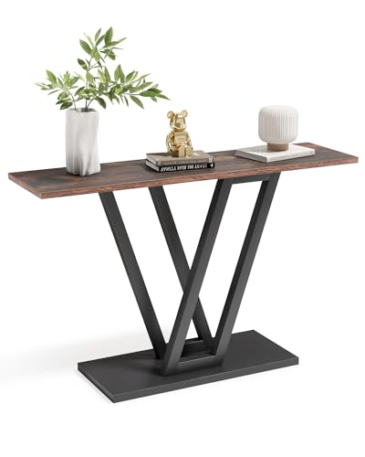 LITTLE TREE Console Table Hallway Table for Entryway 43 Inch Sofa Table Entryway Tables for Living Room, Rustic Brown - color: Rustic Brown