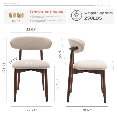 COLAMY Wooden Dining Chairs Set of 4, Modern Fabric Upholstered Kitchen Side Chairs, Farmhouse Dining Room Chair with Foot Pegs, Beige - color: Beige, size: Set of 4