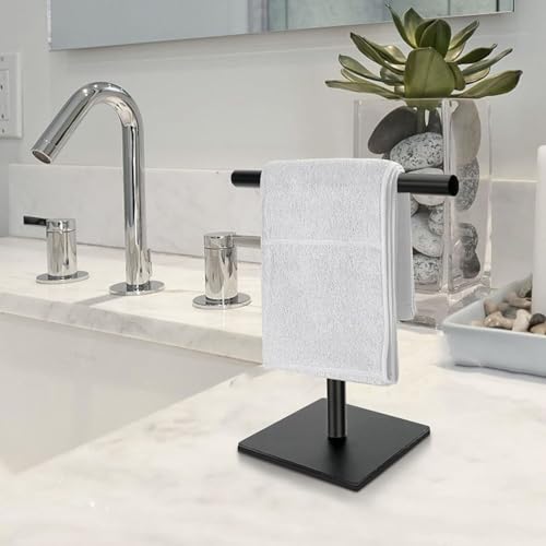 Freestanding Hand Towel Holder Countertop Modern Stand Towel Rack with Square Base Space Saving 304 Stainless Steel Hand Towel Holder Matte Black Finished - color: Freestanding Stainless Steel Towel Rack Matte Black on Countertop