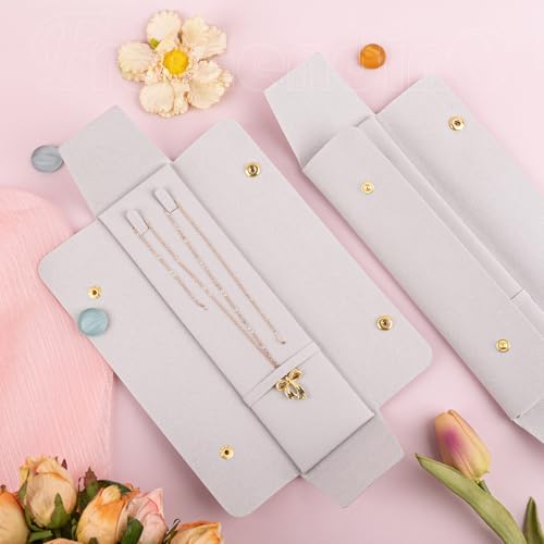 Framendino, 6 Pack Velvet Necklace Case Travel Jewelry Bag Organizer Pouch Holder Box for Women Storage Grey - color: Grey