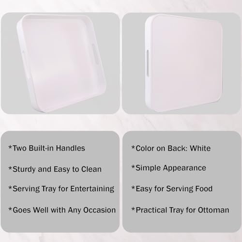 Square White Serving Tray, Ottoman Tray for Coffee Table - color: S-white, size: 13" x 13" x 1.6"