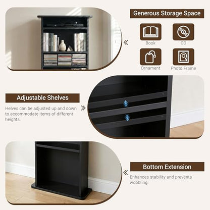 ZENY Multimedia Storage Cabinet DVD Rack Book Shelf Organizer Stand Audio Media Tower, 36" X 19" X 7" Black