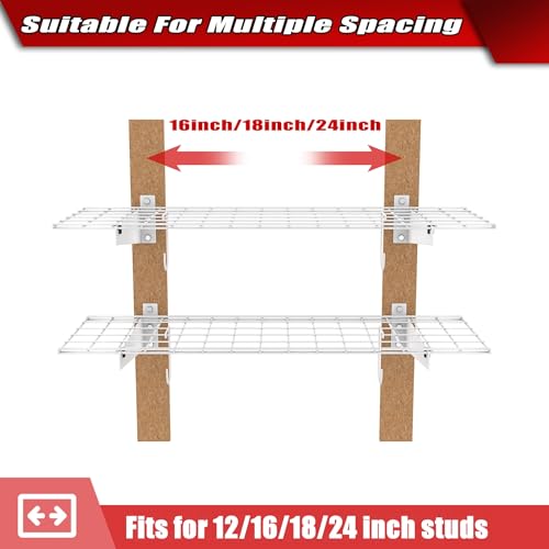 WALMANN 2 Pack Garage Wall Shelves, 45x15 inch Wall Mounted Storage Shelves for Garage Heavy Duty Floating Shelf, Holds Up to 220 lbs(White) - color: White-15x45